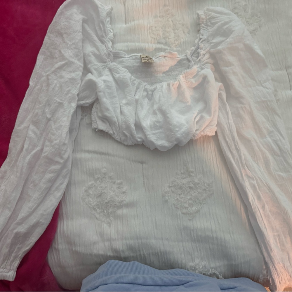 Blanco By Nature White Long Sleeve Crop Top